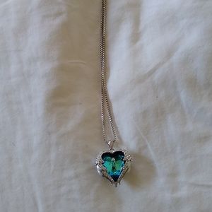 swarovski crystal blue heart necklace